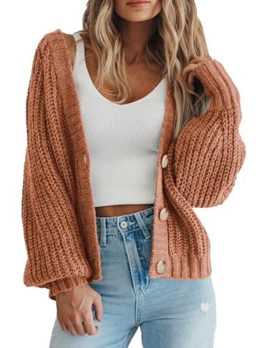 Cross-border women's clothing Amazon autumn/winter V-neck chunky knit cardigan women's lazy style knit sweater factory customization - Image 18