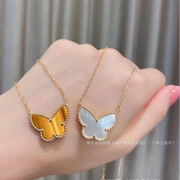 Vanke White Mother-of-Pearl Horse Eye Butterfly Necklace for Women, 18k Gold Plated, High-End Design, Clavicle Chain, Earrings, Bracelet, Instagram - Image 3
