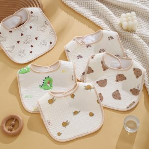 Baby pure cotton U-shaped waterproof bib, Class A children's gauze bib, baby boy and girl eating bib manufacturer wholesale