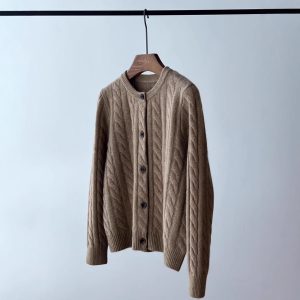 Women's 100% Wool Cable-Knit Cardigan