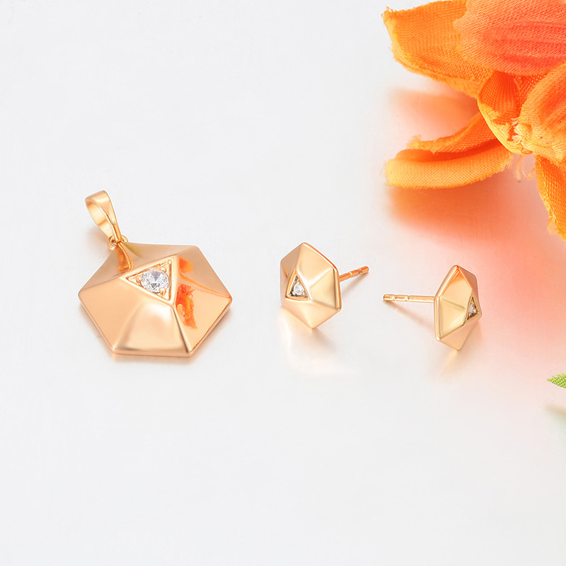 Xuping Fashionable Simple Retro Style Earrings Pendant Jewelry Set, Copper Alloy Geometric Polygon Jewelry Wholesale for Women - Image 2