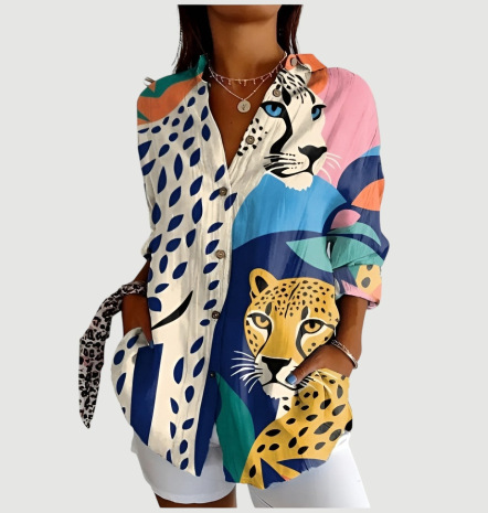 2024 New Women's Long Shirt, Summer European and American Trendy Short-Sleeve Floral Print 3D Short Sleeve Fashion - Image 26