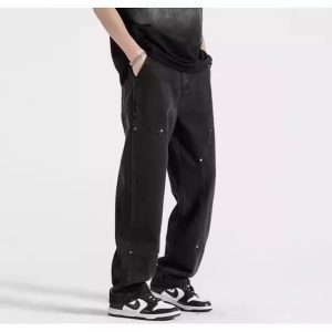 Fashionable high-street jeans for men, new spring and autumn styles, straight leg cargo pants, trendy brand men's casual long pants, fashionable men's style.