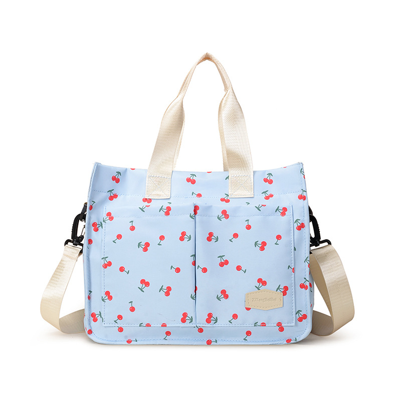 Mommy bag printed spring cherry color fashionable mother and baby bag for traveling light and large capacity crossbody mommy bag - Image 6