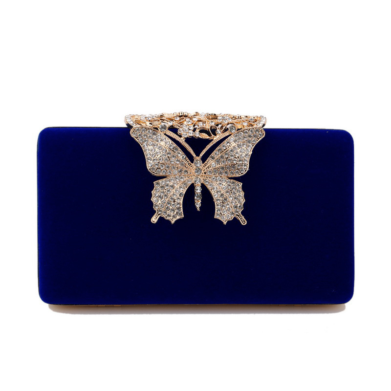 Cross-border hot-selling diamond-studded evening bag bow high-end ladies velvet banquet bag evening dress clutch bag - Image 6