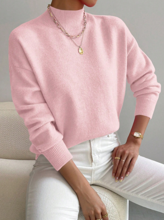 Cross-border autumn and winter turtleneck pullover long-sleeved sweater Amazon foreign trade women's fashion solid color loose knitted top - Image 6