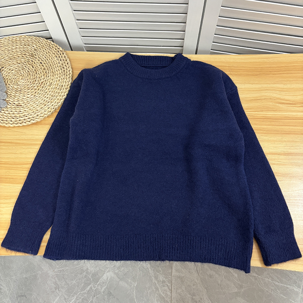 American style gray pullover sweater for women, autumn/winter 2025, loose fit, round neck, versatile base layer knit top. - Image 23