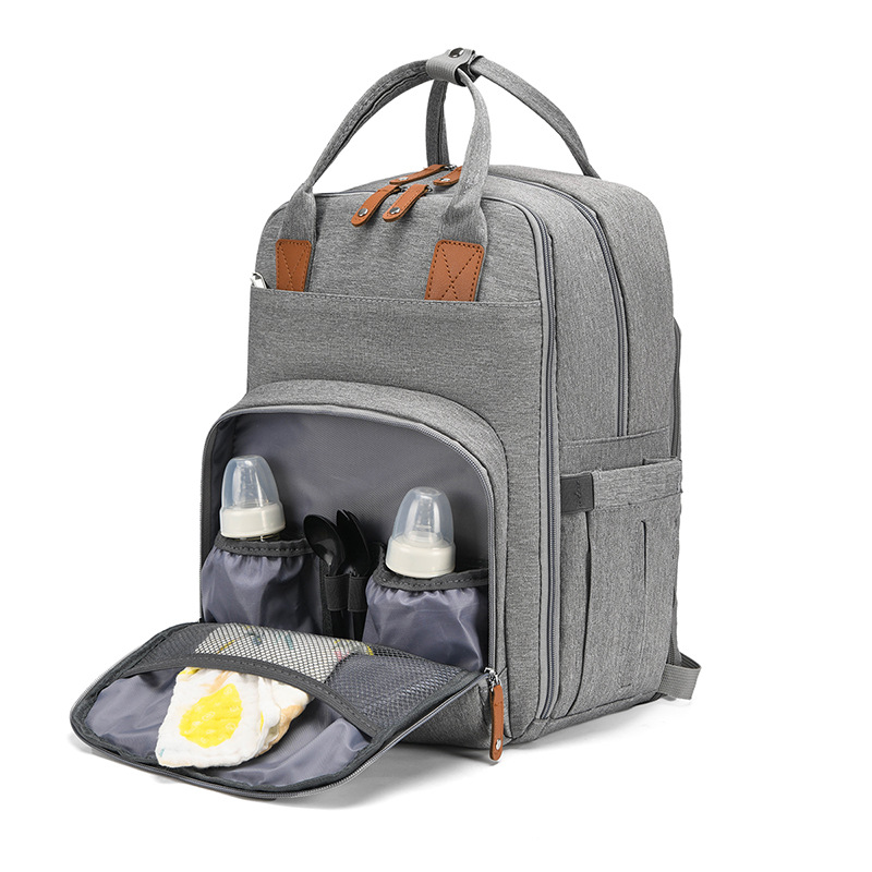 Foreign trade new extended baby bed mommy bag large capacity with diaper pad multi-layer mother and baby bag USB bed bag - Image 2