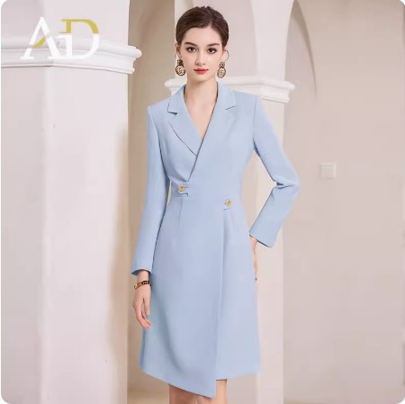 New spring and autumn design sense fashion asymmetrical dress slim fit thin broadcast host formal work clothes OL - Image 5