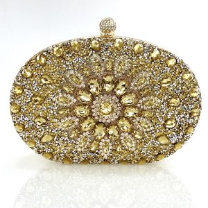 New Sunflower Diamond Buckle Fashion Dinner Bag Party Evening Versatile Hand Messenger Shoulder Bag Wedding Bag Female Bag