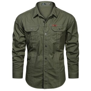 2024 Spring and Autumn New Shirt Men's Long Sleeve Cotton Casual Solid Color Shirt Middle-aged and Young Worker Slim Jacket