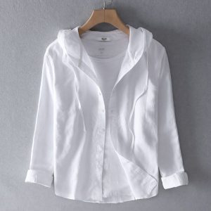 Men's Hooded Cotton-Linen Shirt