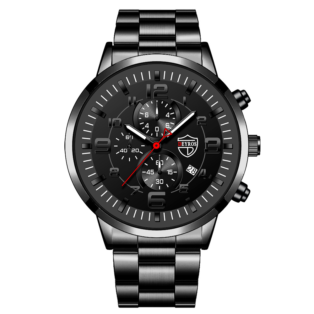 DEYROS Gold Watch Big Dial Men's Watch Middle East Explosive Luminous Calendar Steel Band Men's Watch - Image 3