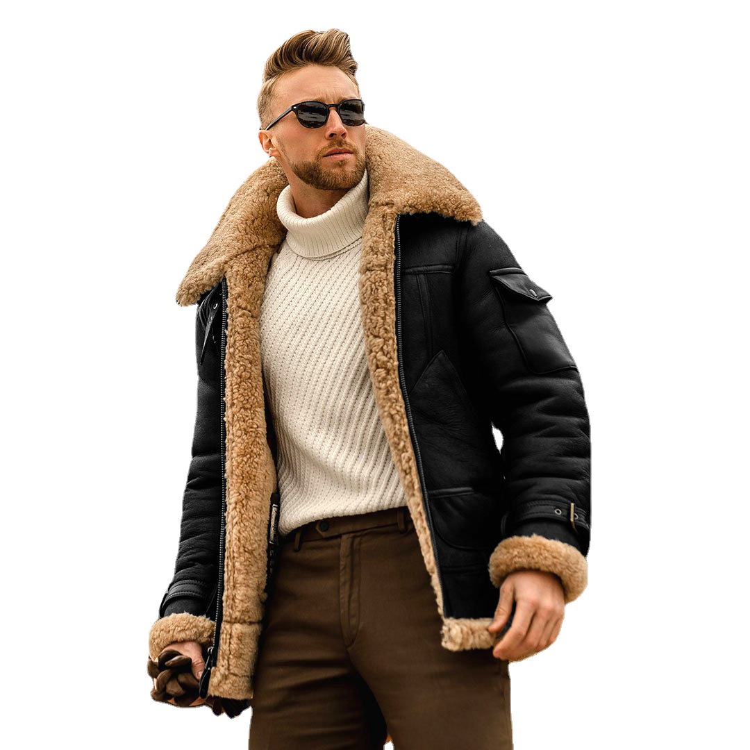 2021 autumn and winter new products fur all-in-one men's jacket Amazon medium and long foreign trade wholesale eBay thick coat - Image 2