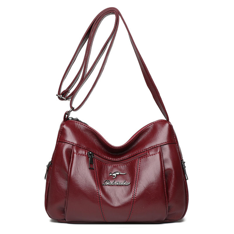 Soft leather bag women 2021 new trendy mother bag large capacity fashion atmosphere middle-aged and elderly mother-in-law single shoulder Messenger bag - Image 6