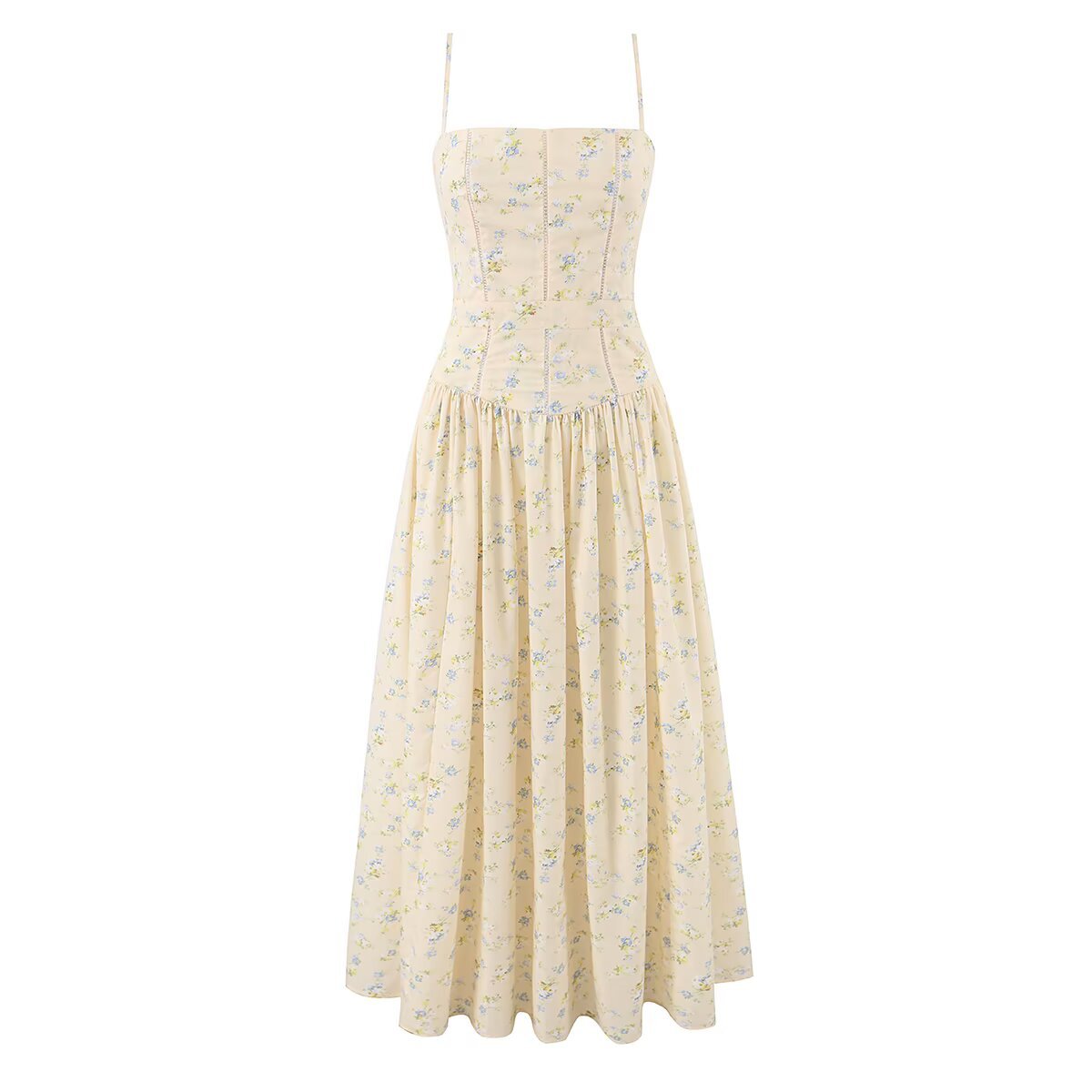 House style, wholesale export, French fresh and gentle vacation style floral maxi dress with waist-cinching suspenders - Image 7