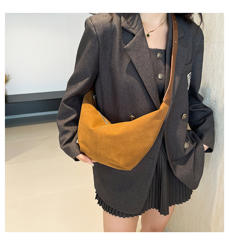 Cross-border high-end suede underarm bag for women 2024 autumn and winter new casual dumpling bag shoulder messenger bag trendy - Image 7