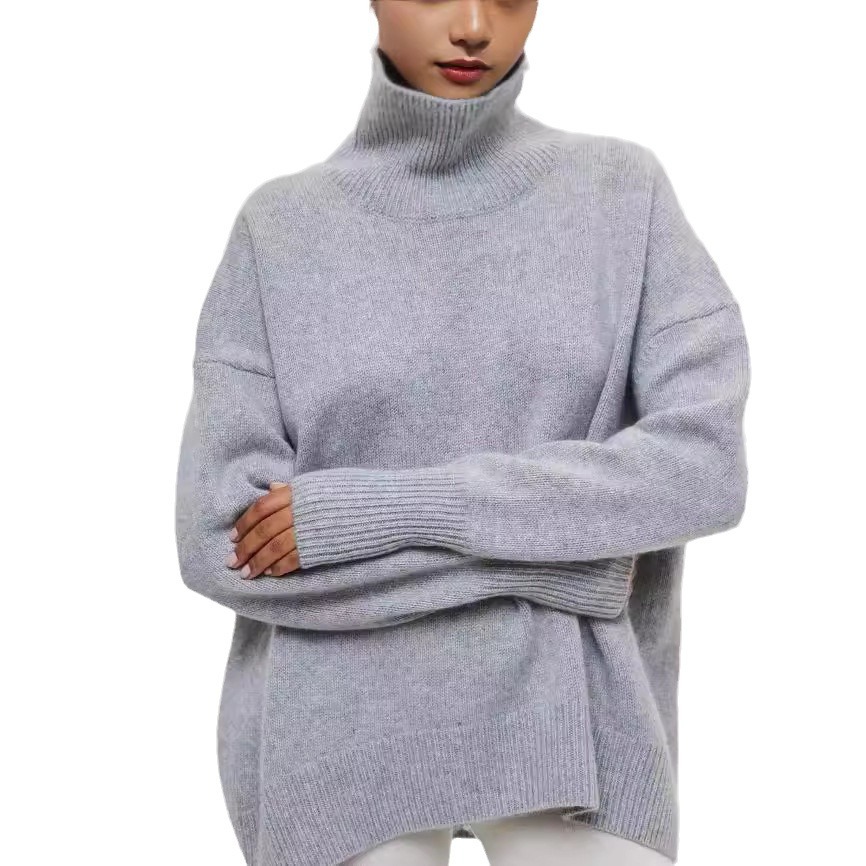 Women's solid color turtleneck sweater, European and American style, autumn and winter loose fit, versatile, classic best-selling knitwear, factory price wholesale. - Image 5