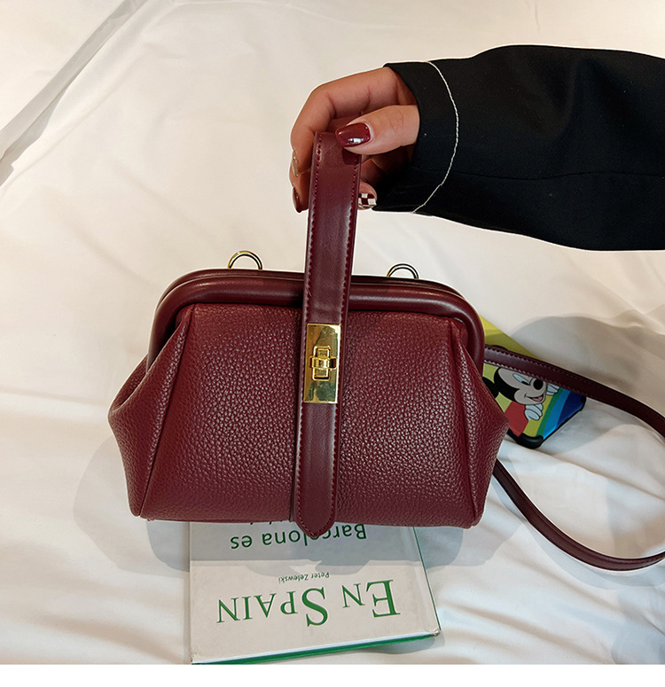 Cross-border bag women's bag 2022 fashion new lychee pattern clip handbag fashion all-match shoulder Messenger bag - Image 2