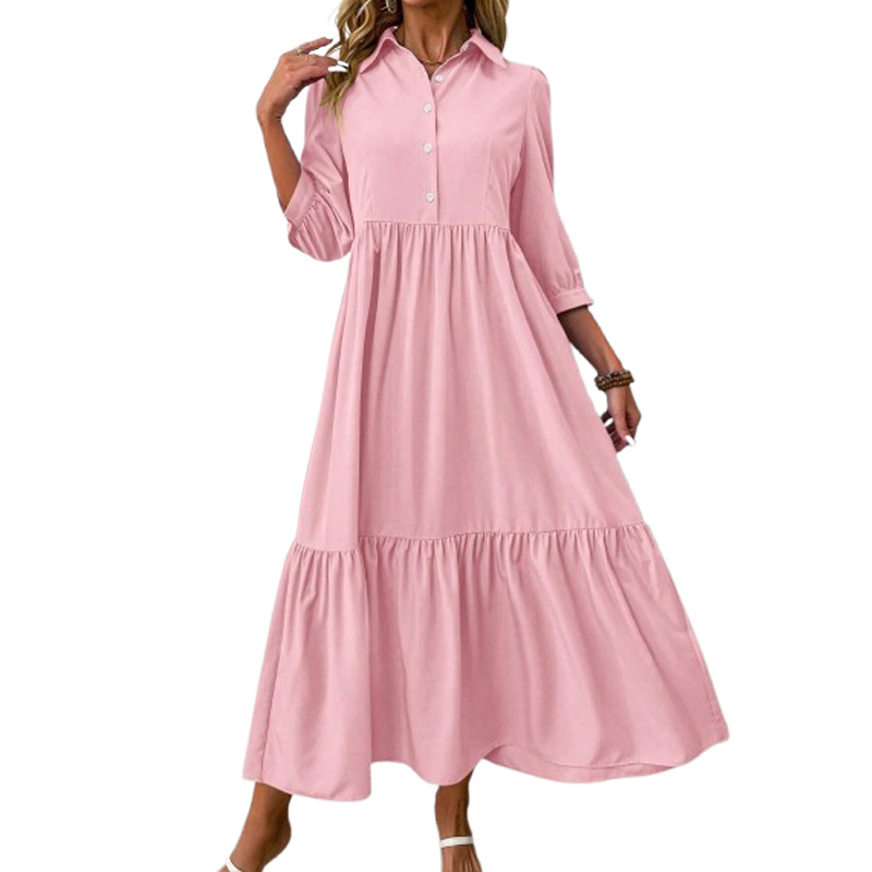2026 Spring/Autumn New Style Women's Shirt Dress, Elegant, Fashionable, Casual, Lapel, Full Skirt - Image 5
