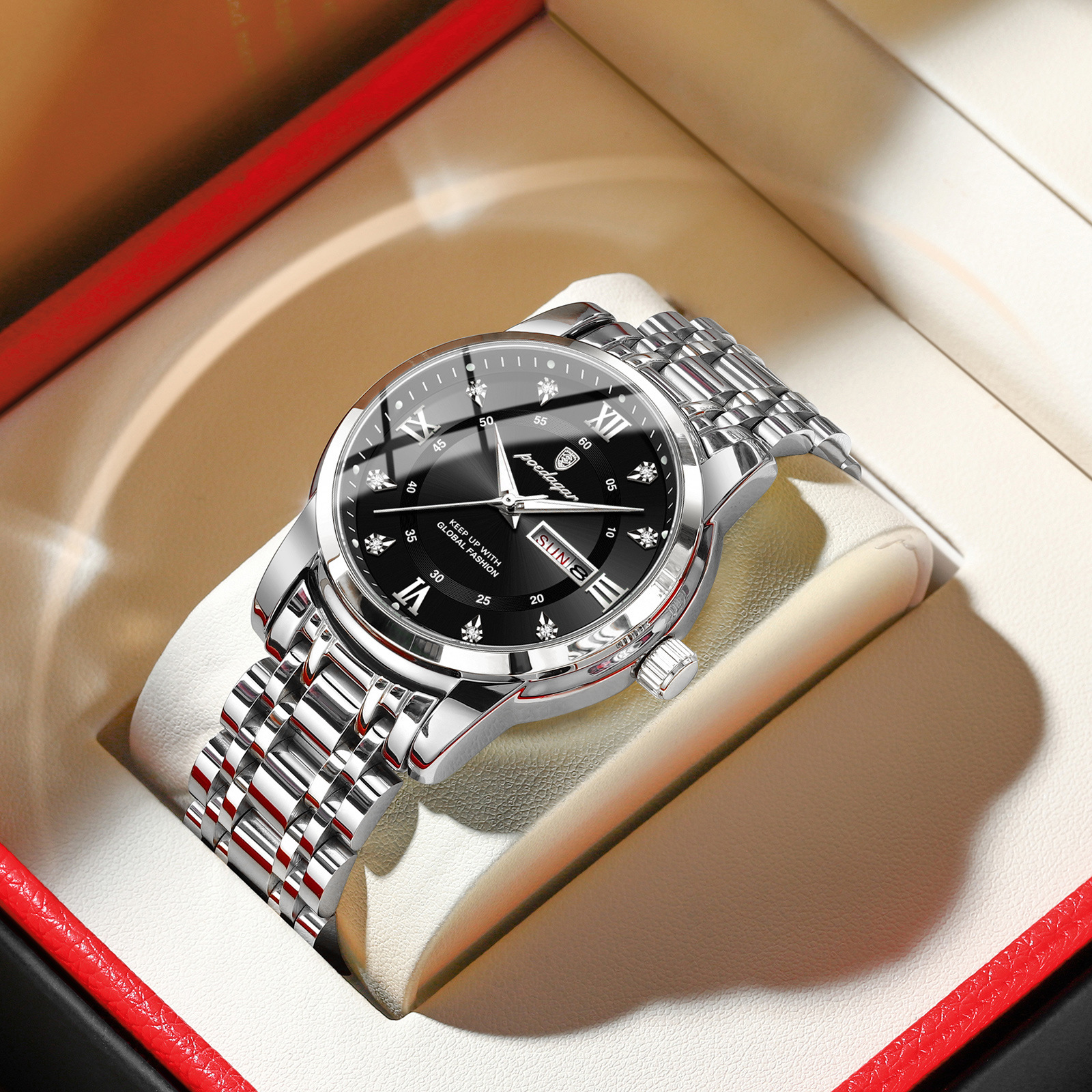 Swiss brand waterproof new men's watch dual calendar luminous quartz watch live broadcast foreign trade hot sale one piece drop shipping - Image 22