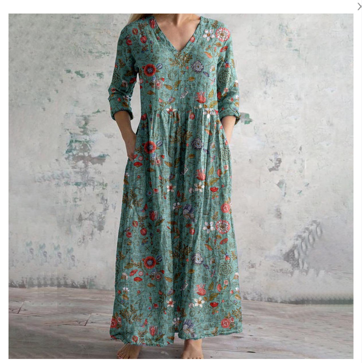 Foreign trade cross-border 2024 new European and American 3d printing Amazon European and American summer urban leisure loose dress female