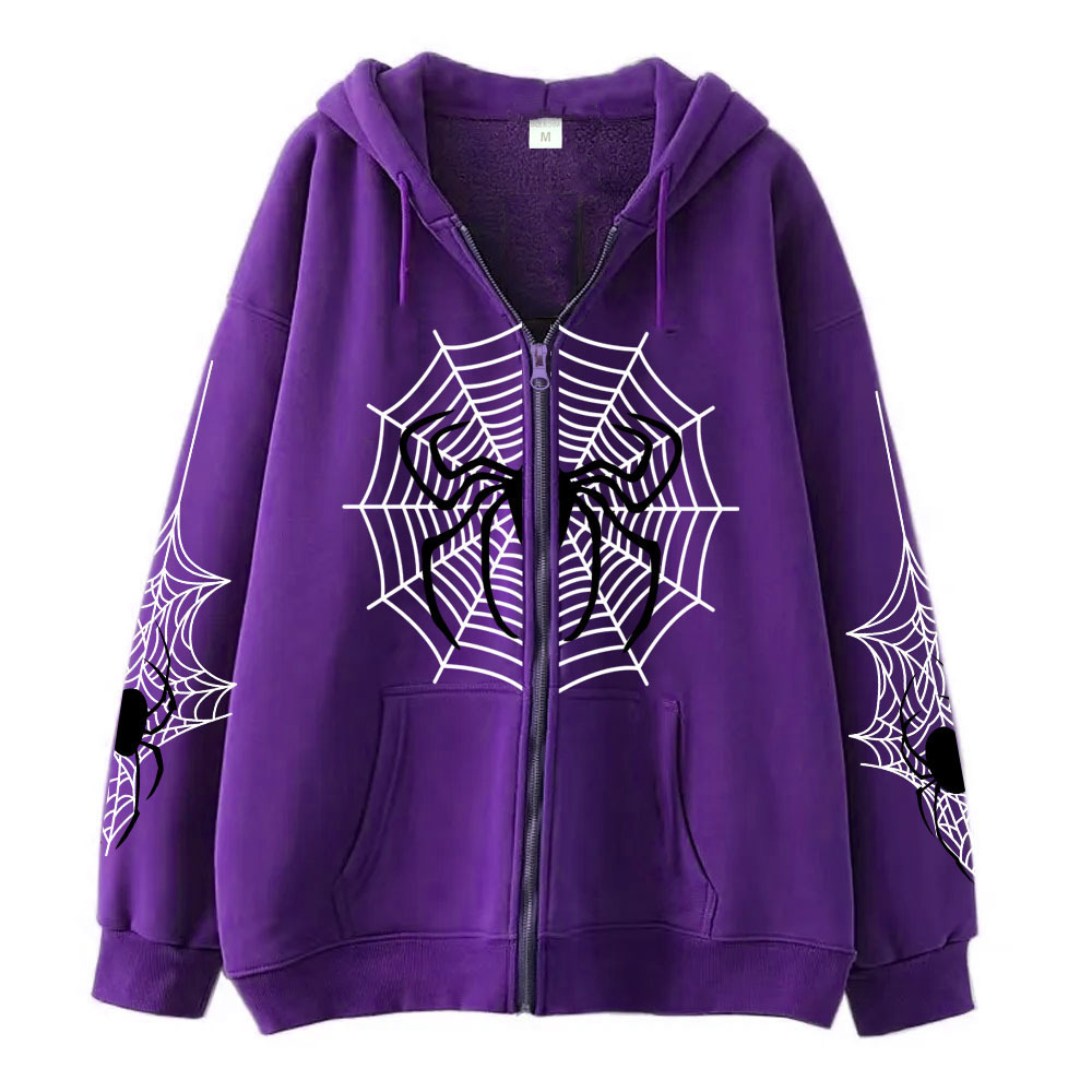 Cross-border youth spider web metal zipper sweatshirt street trend spring and autumn hoodie American retro casual jacket for men - Image 13