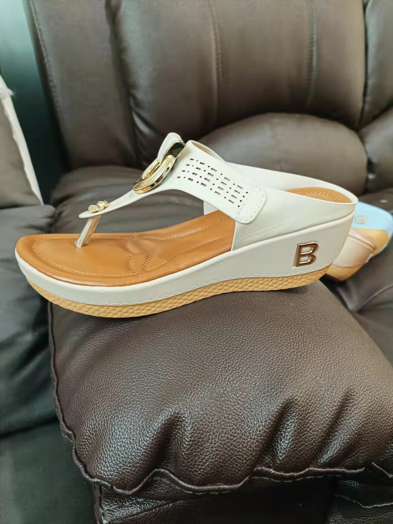 2023 foreign trade large size sandals Europe and the United States fashion flip flops wedge wedge thick bottom Europe and the United States fashion Roman sandals and slippers - Image 10