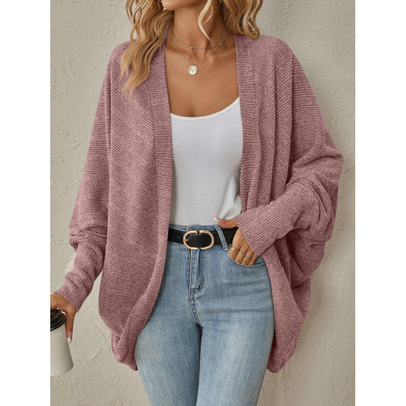 2025 European and American women's clothing autumn and winter new knitted cardigan AliExpress solid color cardigan mid-length knitted sweater - Image 2