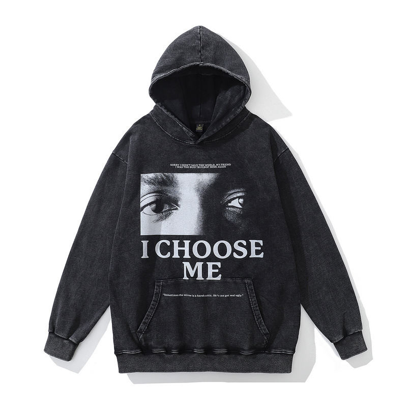 TKPA American hip-hop portrait printed washed hooded sweatshirt for men and women retro trendy brand old loose and versatile jacket - Image 7