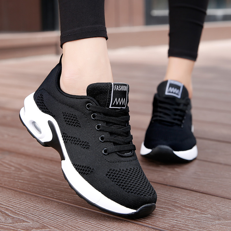 2024 new air cushion shoes casual running shoes flying woven sports shoes Korean version student mesh women's shoes 1727 cross-border