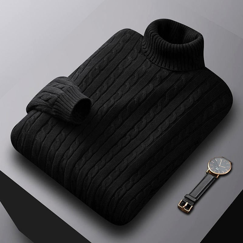 Foreign trade solid color sweater men's turtleneck jacket trendy Korean version loose plus size casual all-match knitted pullover - Image 9