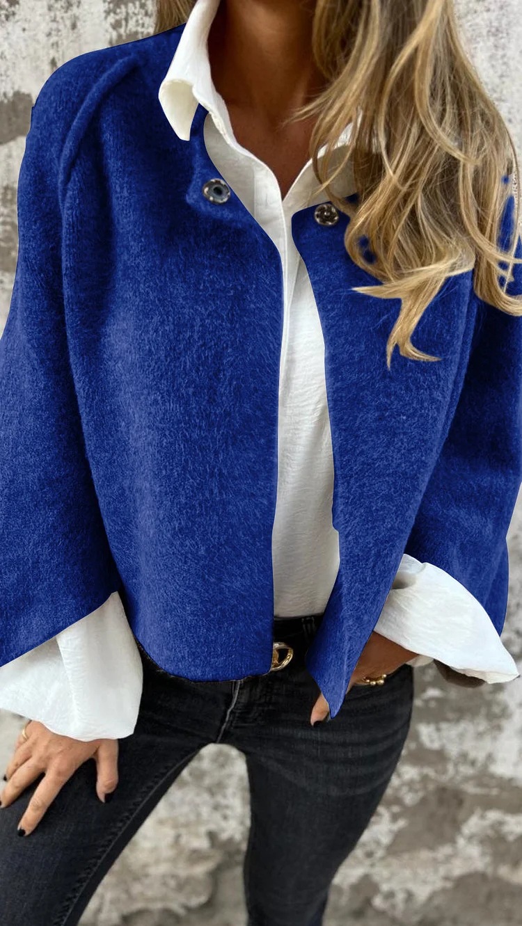 2024 Independent Station Foreign Trade AliExpress_Autumn and Winter Loose Short Cashmere Long Sleeve Jacket - Image 12