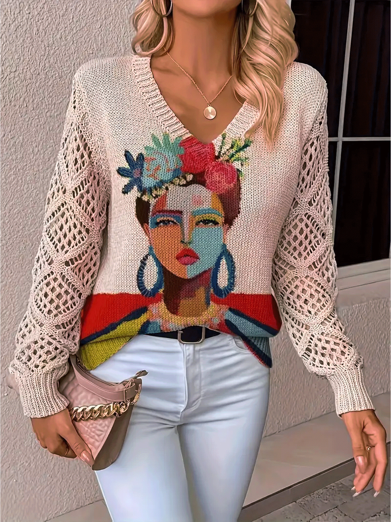 Cross-border AliExpress V-neck printed T-shirt, spring/summer T-shirt, retro pastoral style, all-over floral print, loose casual wholesale. - Image 15