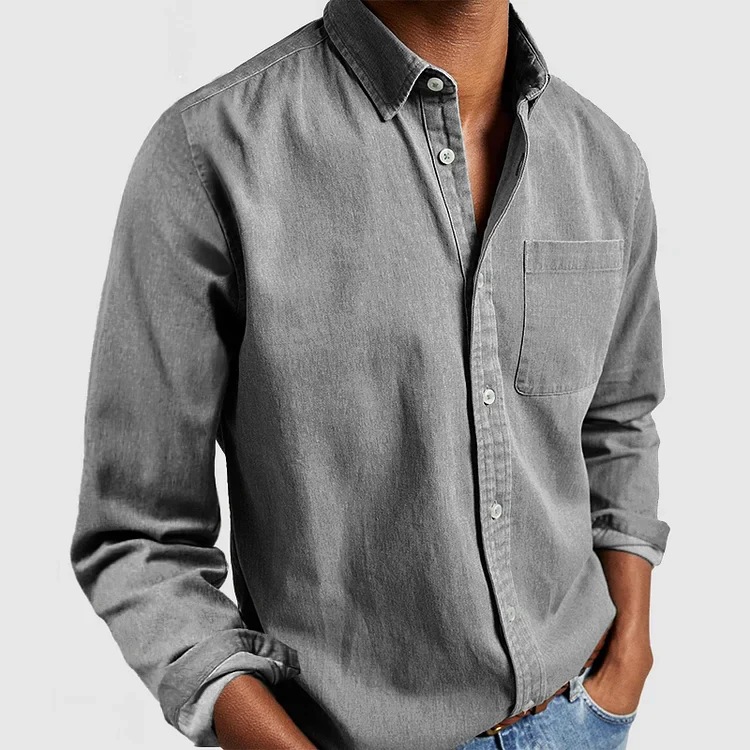 2024 Cross-border Foreign Trade E-commerce New Amazon Independent Station Men's Shirt New Long Sleeve Lapel Men's Shirt - Image 2