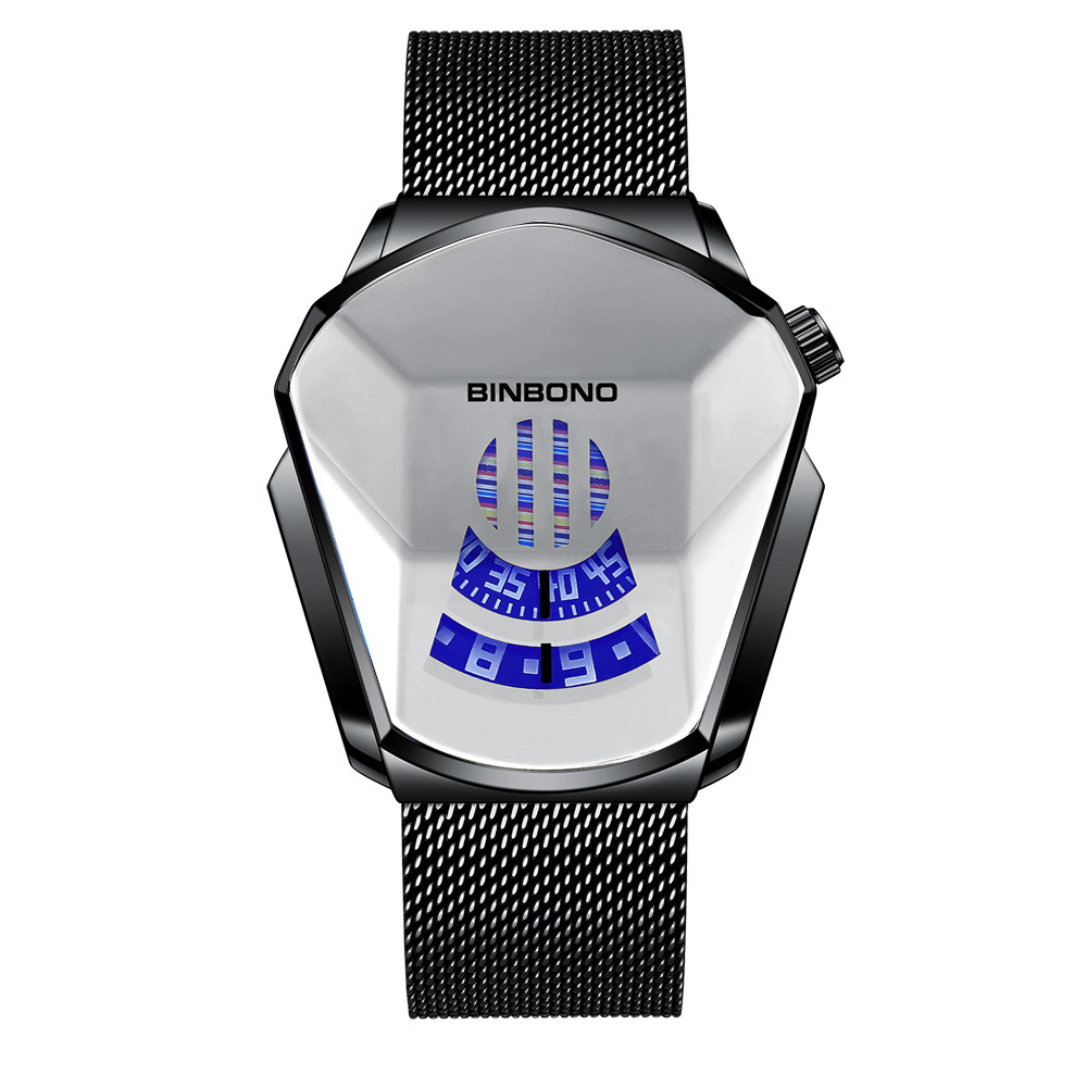 Cross-border shrimp skin men's watch trend shopee watch style locomotive concept watch men's live black technology watch - Image 5