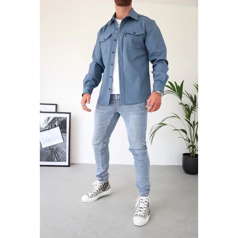 2024 European and American cross-border foreign trade Amazon autumn and winter new European and American men's clothing youth casual men's shirt spot grinding - Image 11