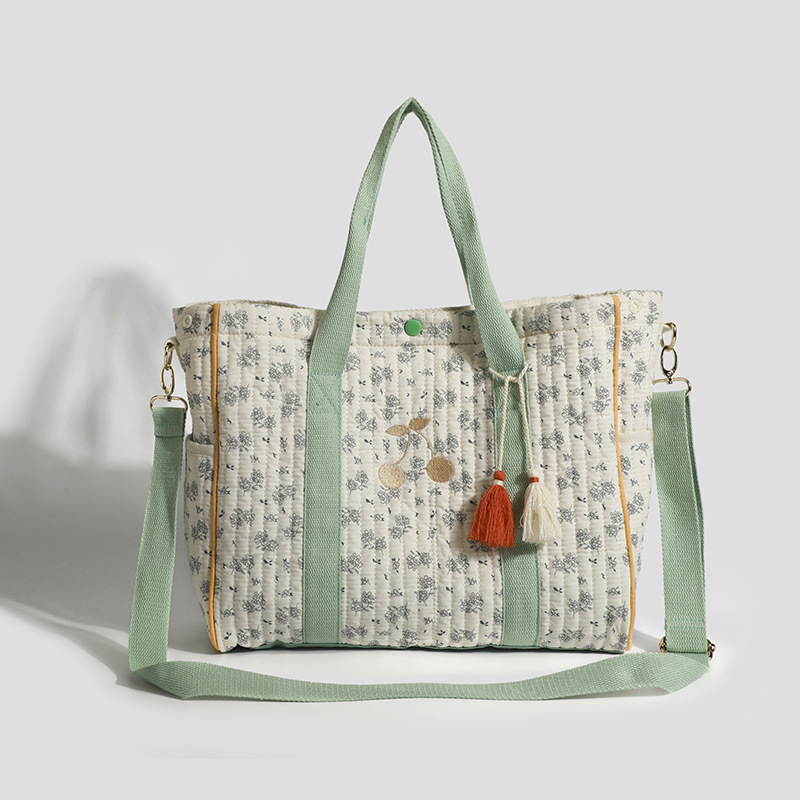 Korean ins mommy bag large capacity tote bag mother and baby bag floral hand-held outing single shoulder light messenger bag - Image 4