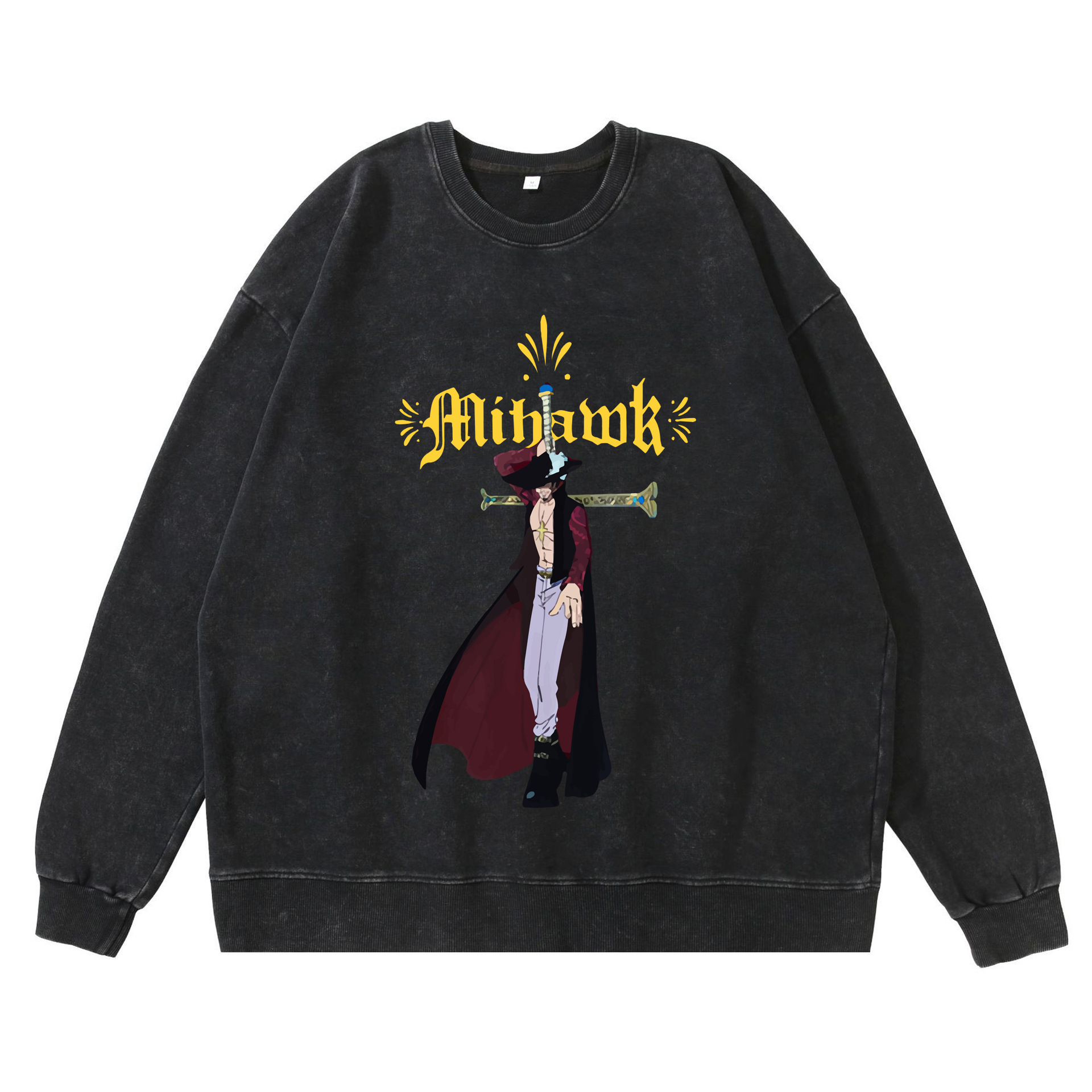 360g heavy washed retro sweatshirt street hip-hop anime American style pirate Luffy Zoro cotton autumn sweatshirt - Image 22