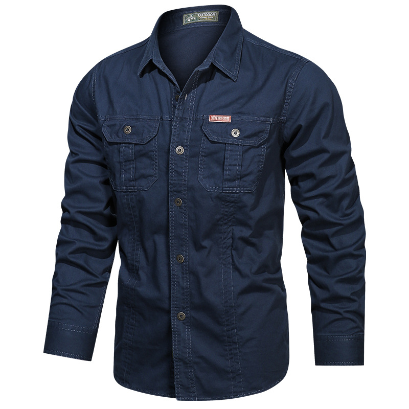 2024 Spring and Autumn New Shirt Men's Long Sleeve Cotton Casual Solid Color Shirt Middle-aged and Young Worker Slim Jacket - Image 9