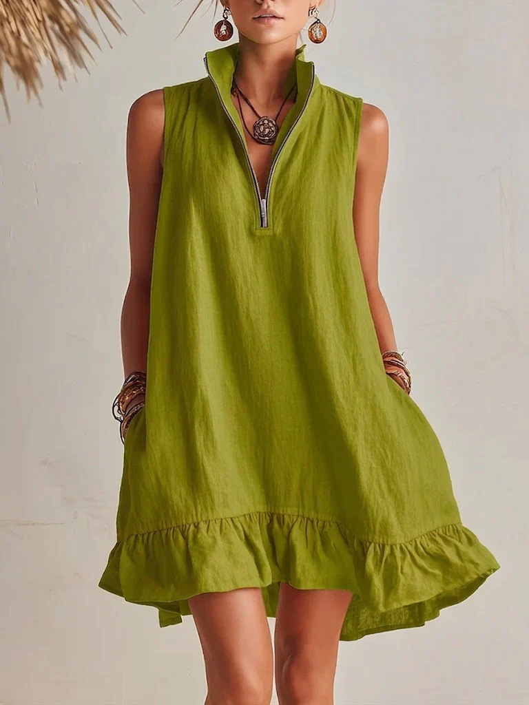 2026 New Arrival European and American Cross-Border Vacation Sleeveless V-Neck Dress, High-End Cross-Border Casual Dress - Image 6