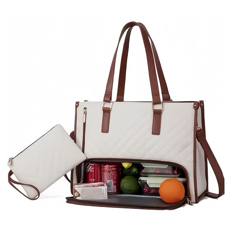 Spot new product 2 in 1 handbag lunch bag combination bag large handbag insulated lunch box female crossbody computer bag - Image 10