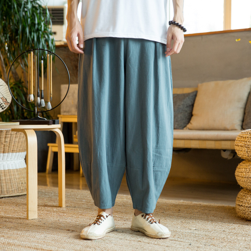 Foreign trade spring and summer new cotton and linen men's casual bloomers Chinese style linen layman's clothing Zen long pants - Image 10