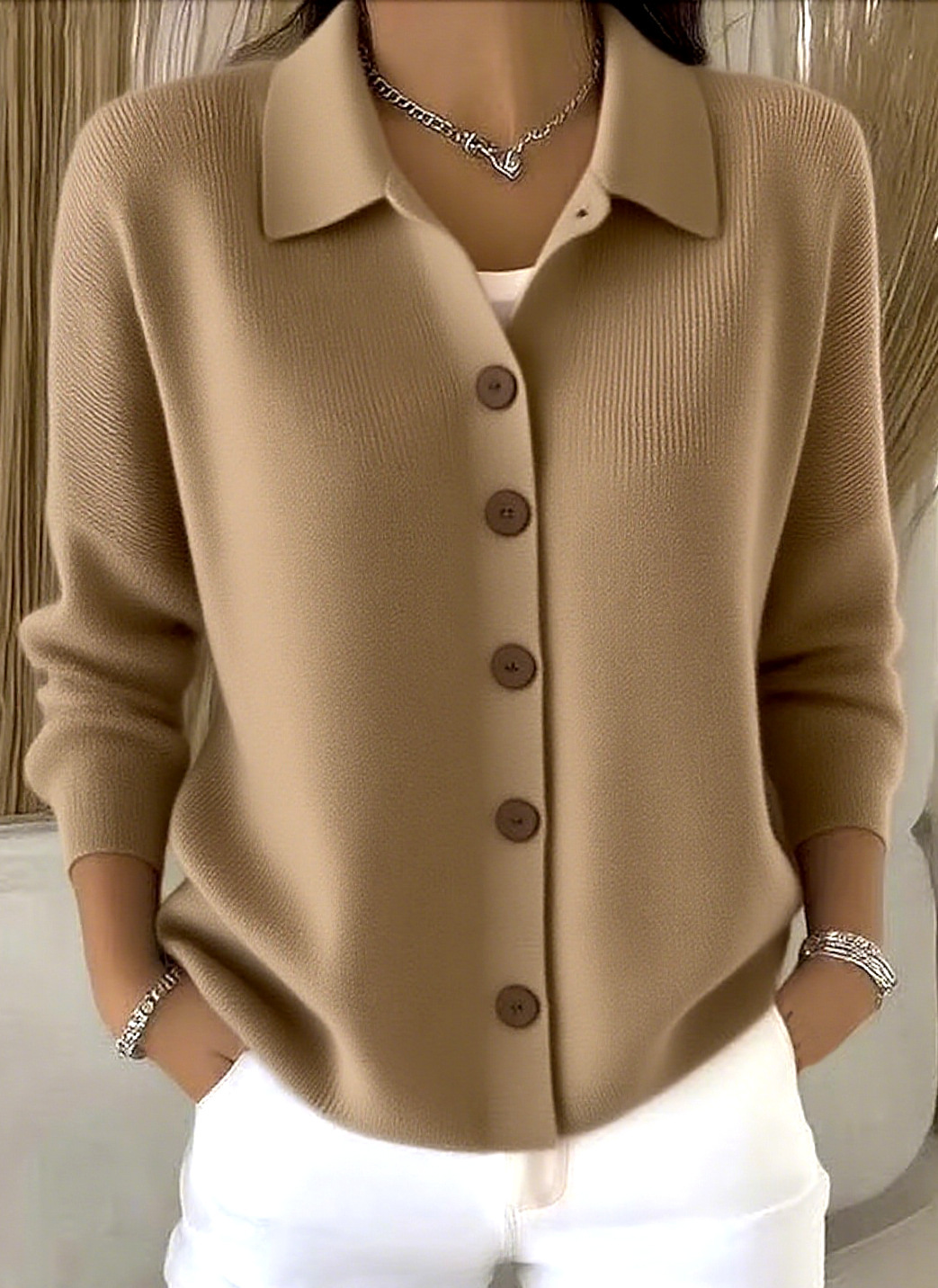 2026 European and American cross-border knitted cardigan button women's sweater coat autumn and winter new solid color casual fashion women's clothing - Image 7