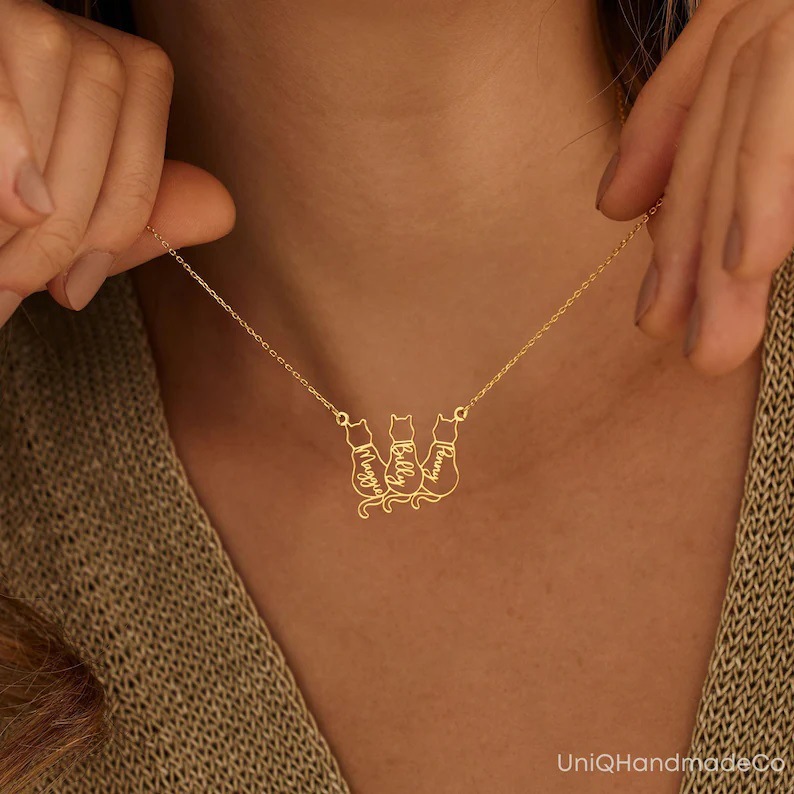 Personalized cute cat and dog name necklaces, custom name necklaces, pet commemorative birthday gifts, niche designs. - Image 7