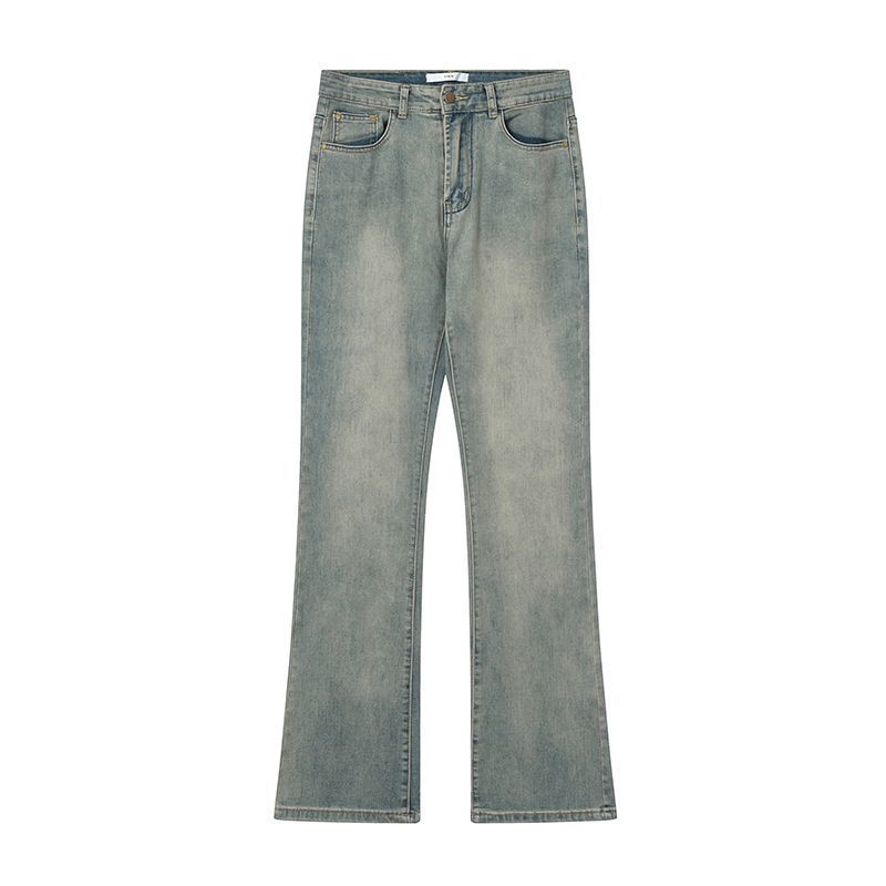 European and American street flared jeans for men, old American retro high street style, slim fit, niche design, straight pants - Image 3