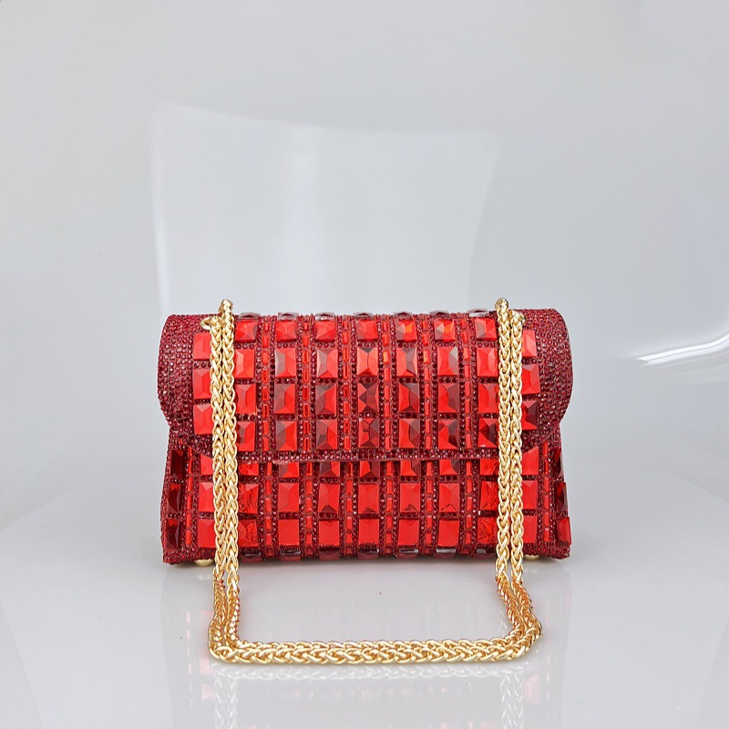 Cross-border new shiny glass evening dress celebrity rhinestone clutch bag underarm hand chain cheongsam bag dinner - Image 9