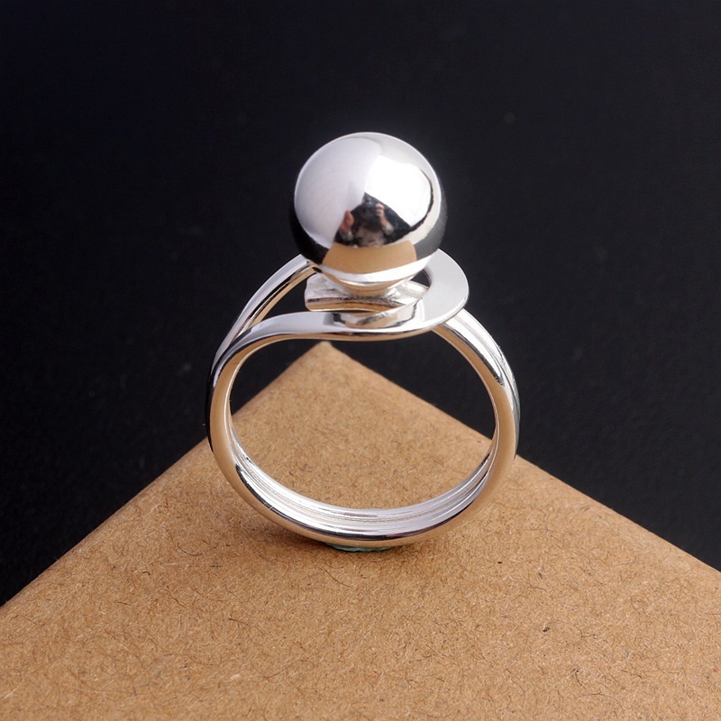 Iriya's "Ball-Required" Ring - A unique, stylish single ring featuring a thick, luxurious silver beaded ball design. - Image 5