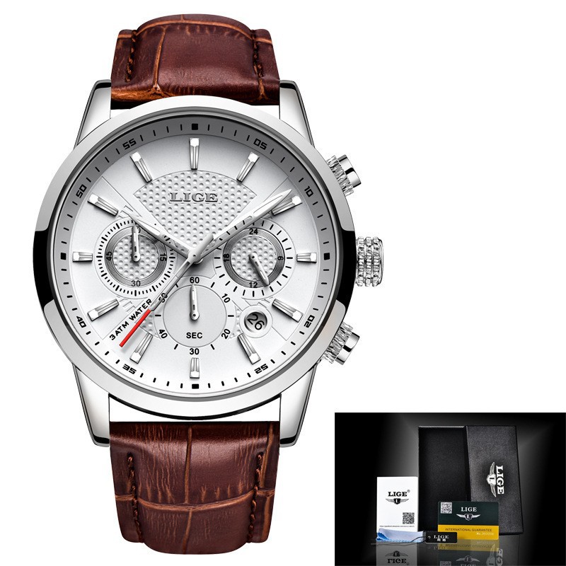 New LIGE 9866 men's sports quartz watch waterproof steel belt binocular multifunctional watch business watch - Image 2