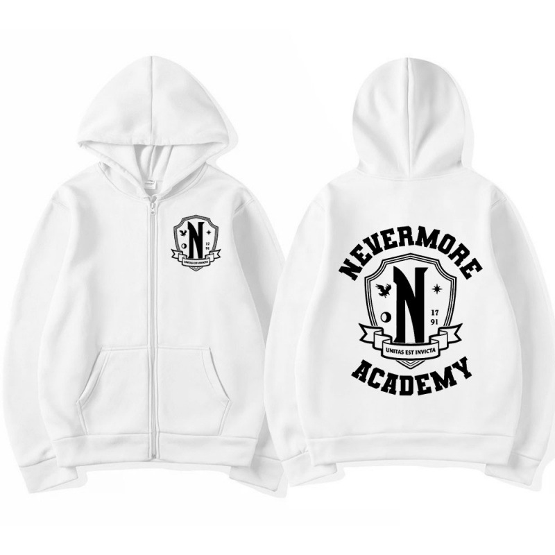 Addams Family peripheral letter cartoon print zipper sweatshirt unisex jacket hoodie anime - Image 4